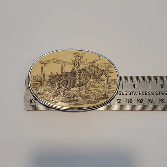 Vintage 90s Rodeo Western Belt Buckle American - Picture 3 of 4
